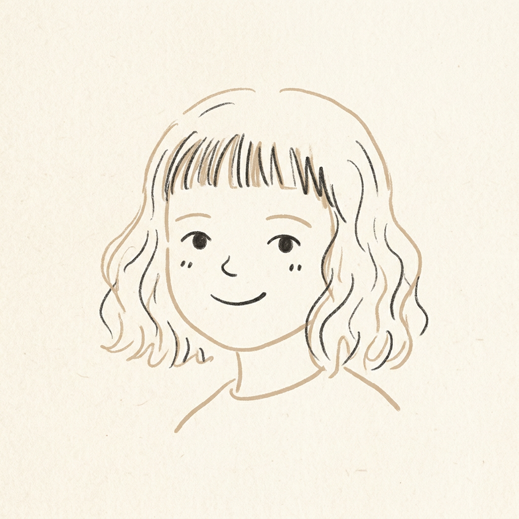 Visage de fille aux cheveux ondulés
